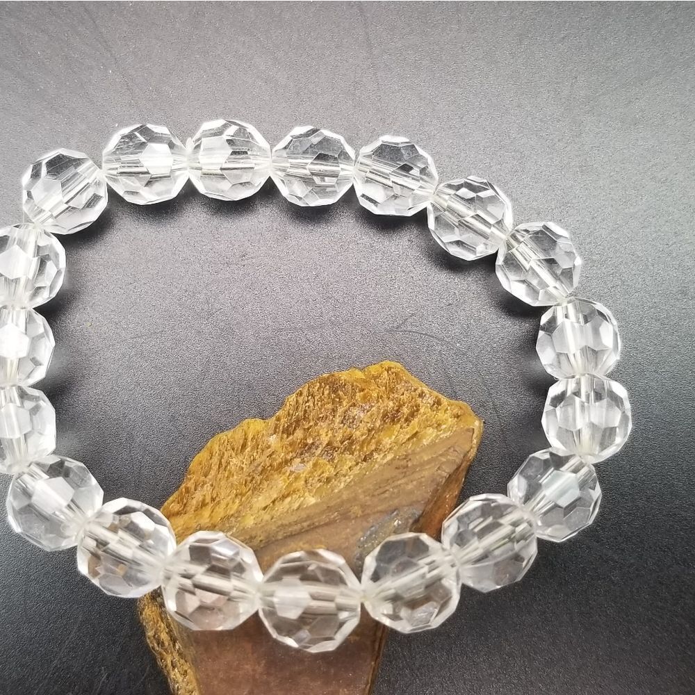Clear crystal faceted bead bracelet beaded B734